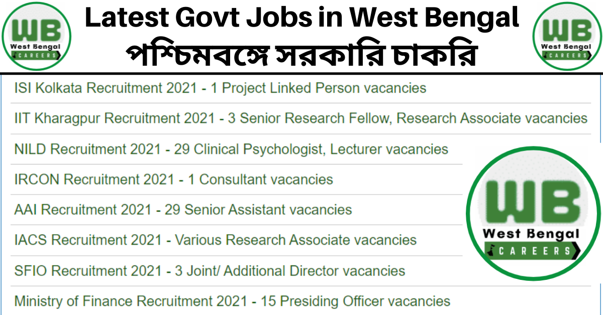 Latest Govt Jobs in West Bengal 2024 16823 Job Vacancies